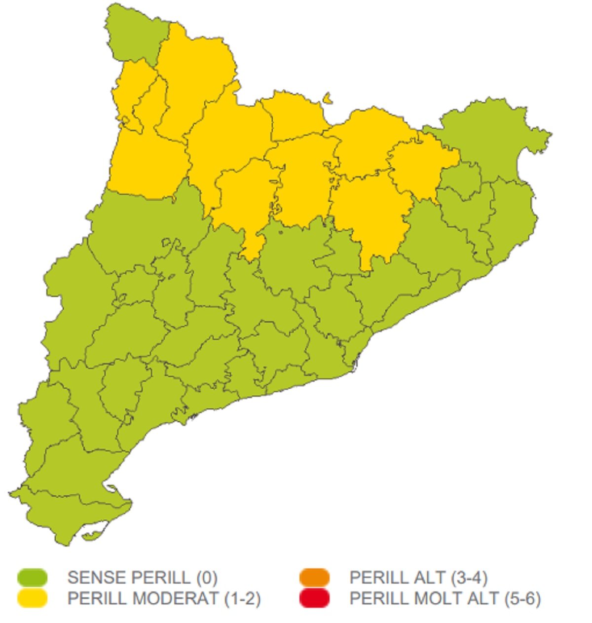 Mapa perill aiguats dimecres, 28 de juny a Catalunya Meteocat