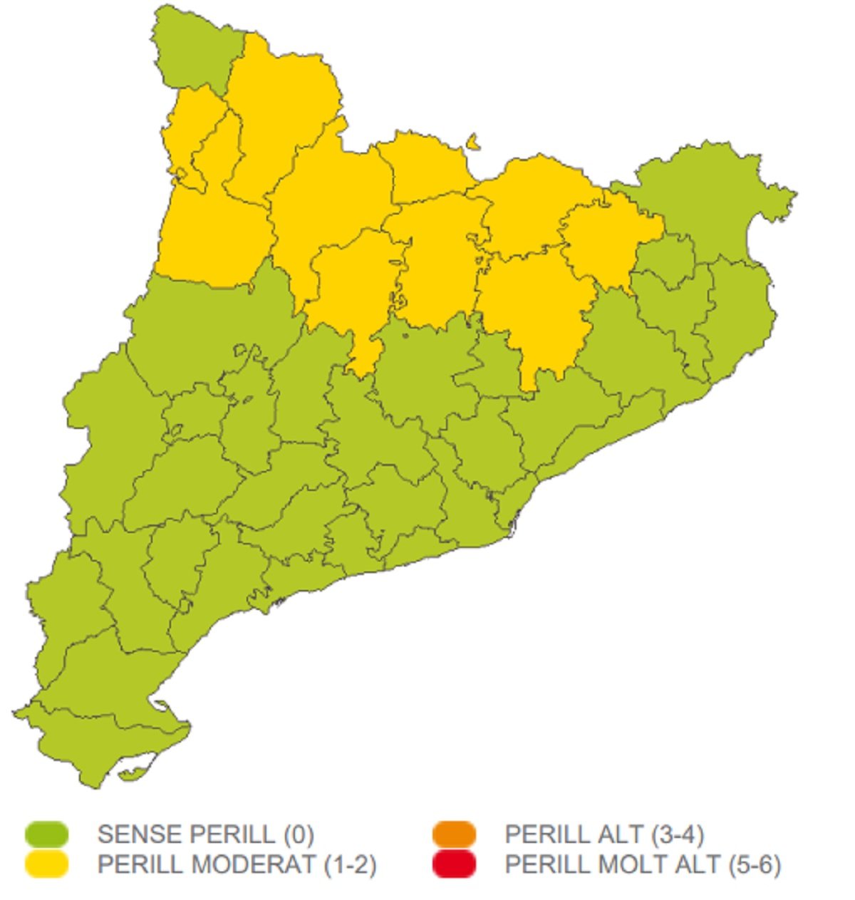 Mapa peligro aguaceros miércoles, 28 de junio en Catalunya Meteocat Mapa peligro aguaceros miércoles, 28 de junio en Catalunya Meteocat