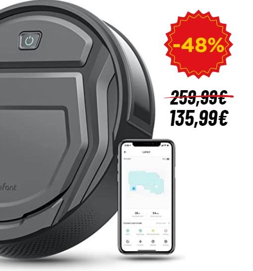 ¡Sigue la locura en Amazon! Descuento del 48% en el robot aspirador de 6 modos y 2 horas de autonomía