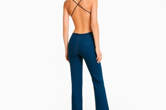 Mono largo denim elástico espalda descubierta1 Mono largo denim elástico espalda descubierta1