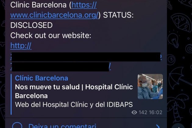 Clínic Barcelona Ransomhouse filtració enllaç censurat Clínic Barcelona Ransomhouse filtració enllaç censurat