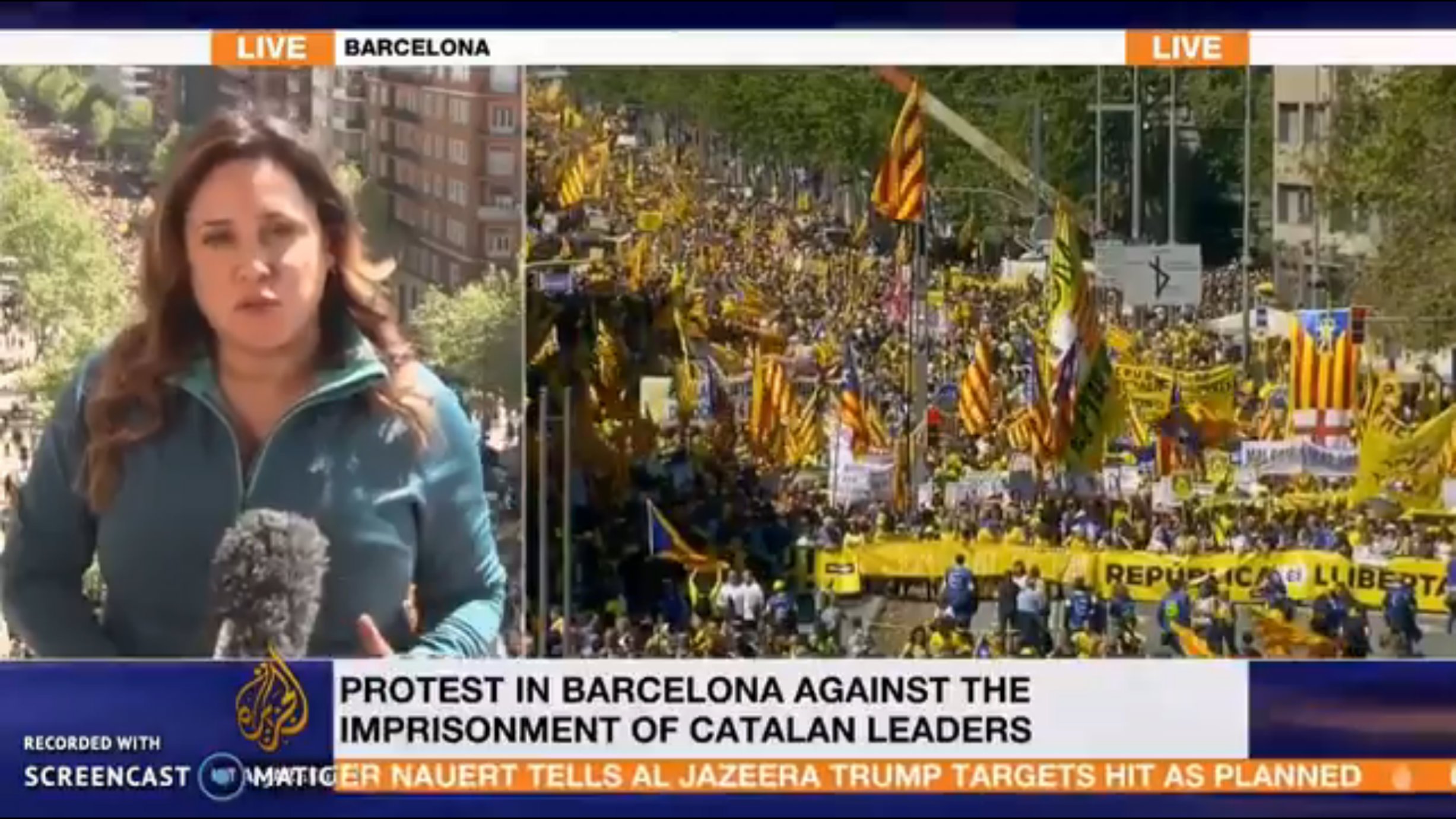 World media highlight huge Barcelona protest for Catalan prisoners
