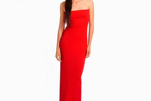 Vestido largo bandeau rib Vestido largo bandeau rib