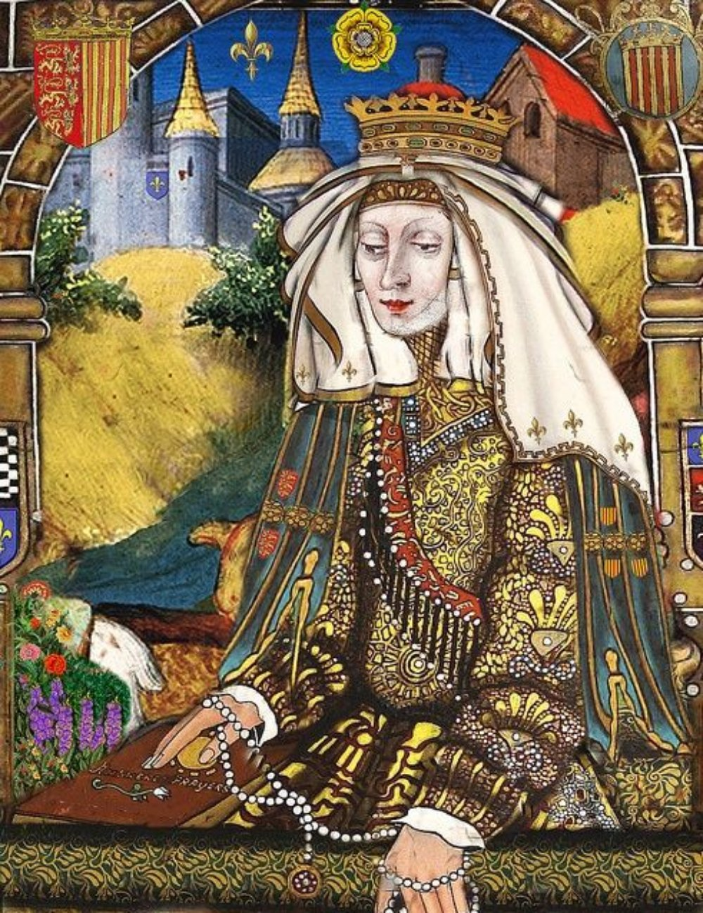 Representación coetánea de Leonor de Provenza (siglo XIII). Fuente Britixh Library
