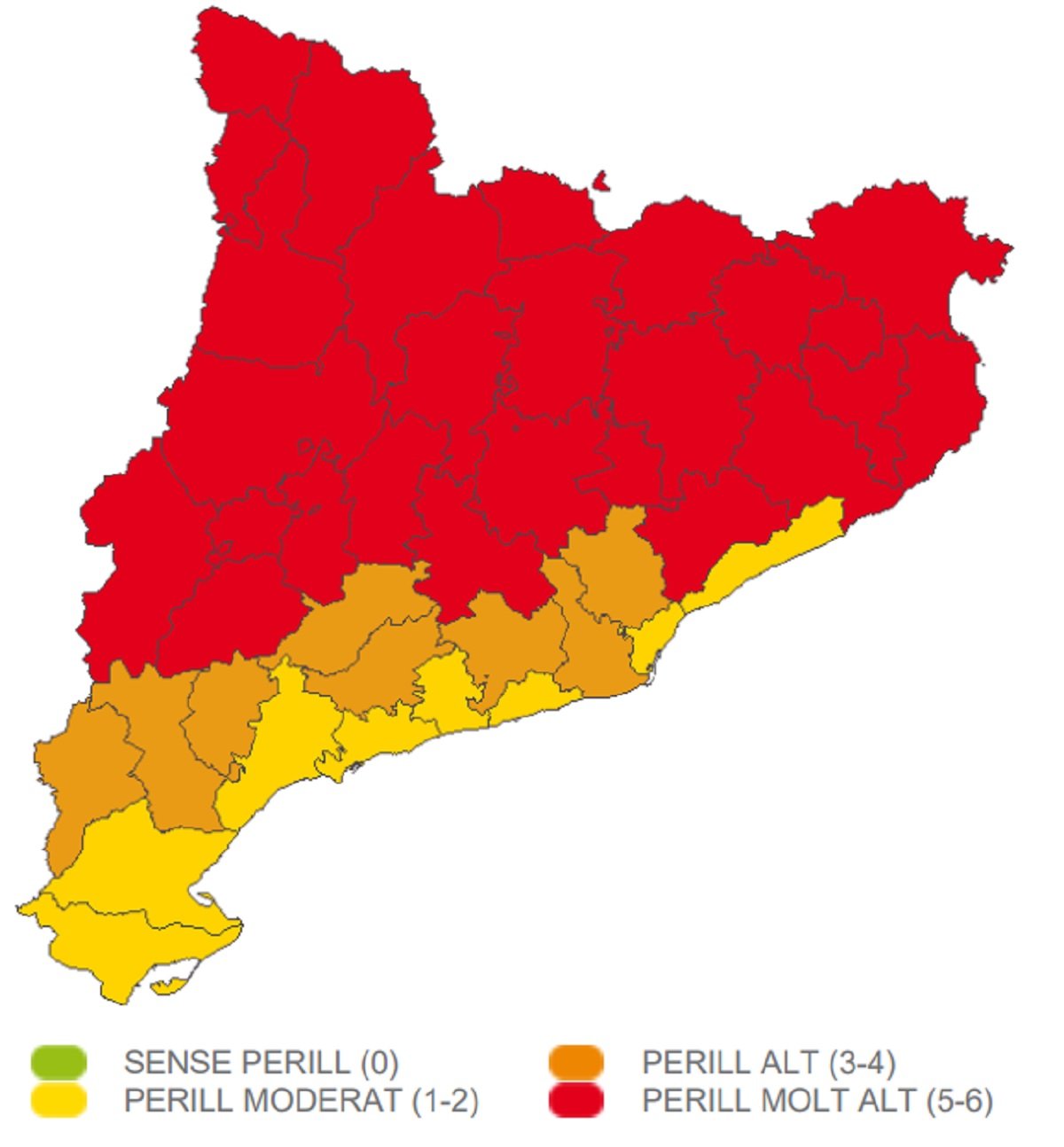 Mapa perill calor dimarts, 18 de juliol 2023 Catalunya Meteocat Mapa perill calor dimarts, 18 de juliol 2023 Catalunya Meteocat