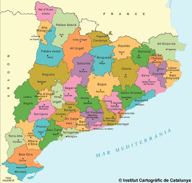 mapa de comarques catalunya i capitals mapa de comarques catalunya i capitals