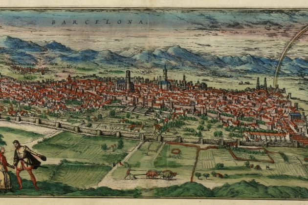 Vista de Barcelona, desde Montjuic (1572). Fuente Cartoteca de Catalunya Vista de Barcelona, desde Montjuic (1572). Fuente Cartoteca de Catalunya
