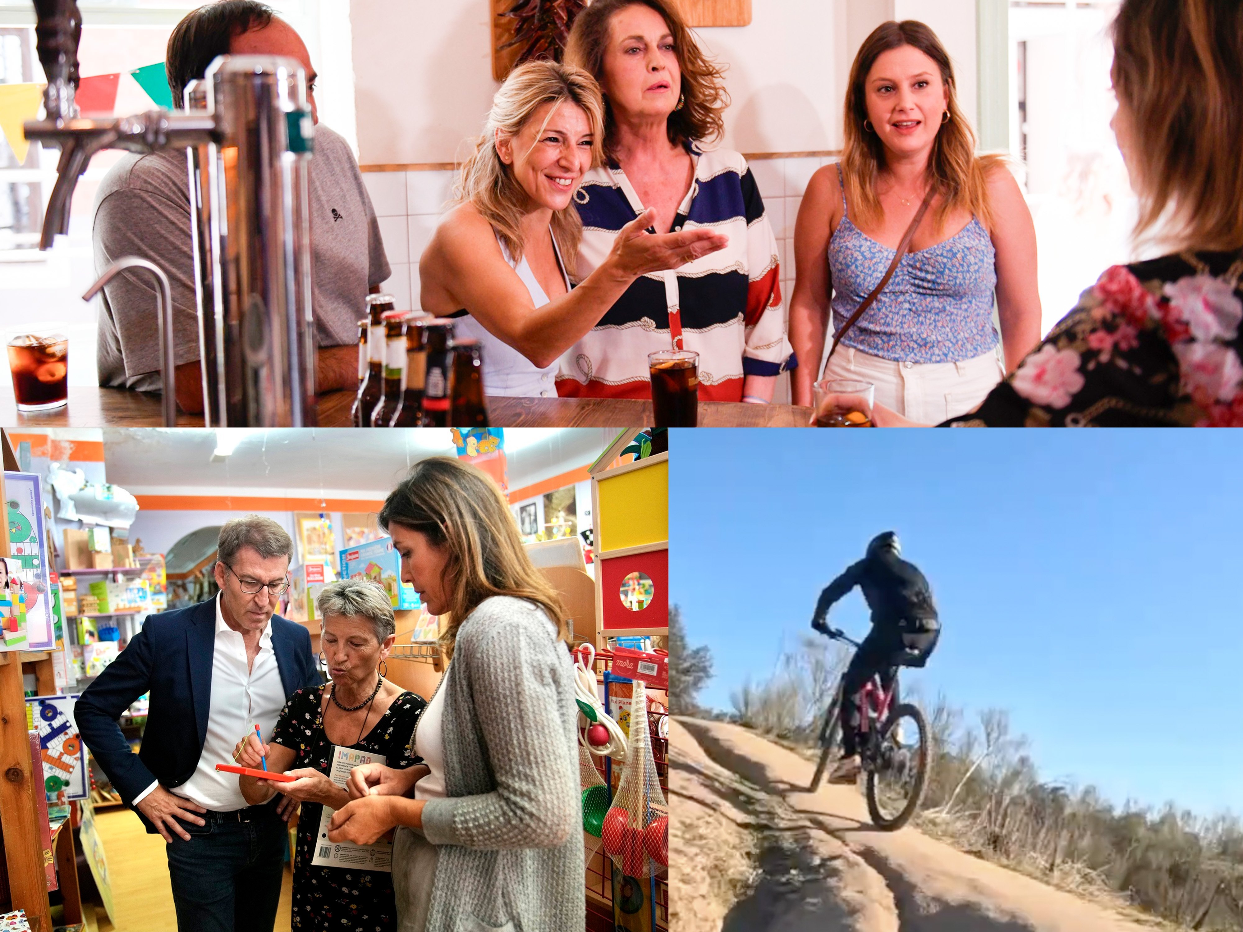 Jornada de reflexió (en imatges): Sánchez escopetejat en bici, Feijóo de compres i Díaz de vermut