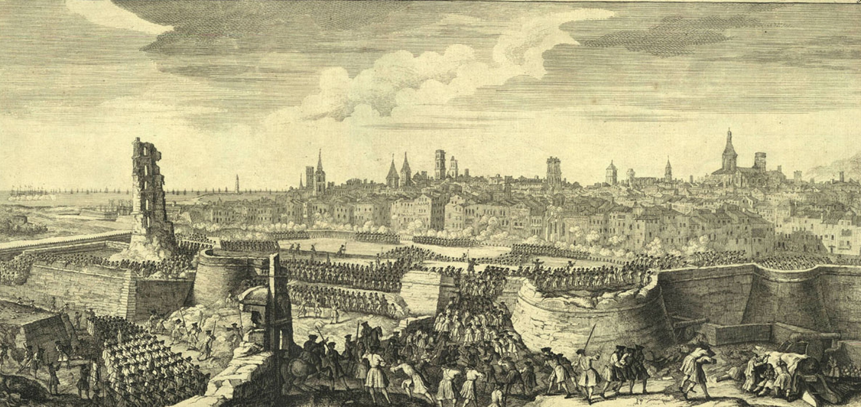 El ejército borbónico franco-castellano inicia el asedio sobre Barcelona