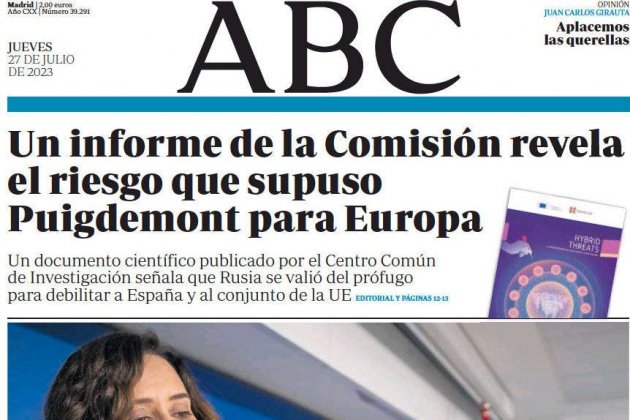 Portada ABC 27 de julio 2023 Portada ABC 27 de julio 2023