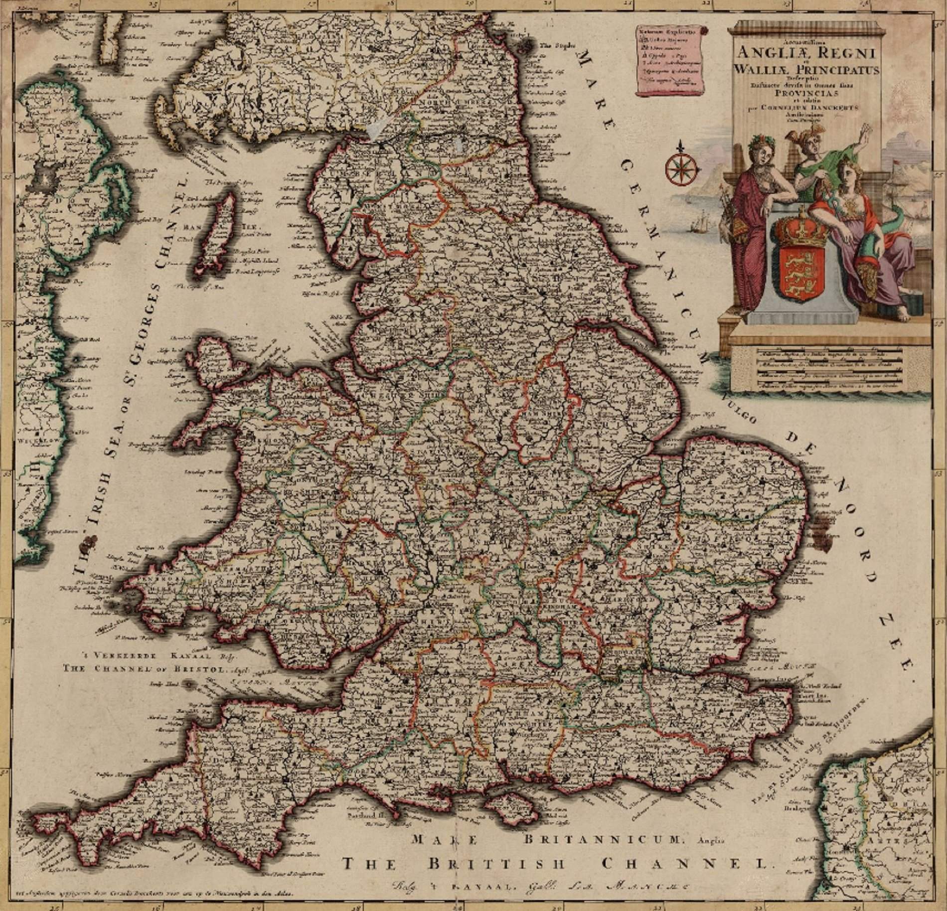 Mapa de Inglaterra y Galas (1640). Fuente Cartoteca de Catalunya
