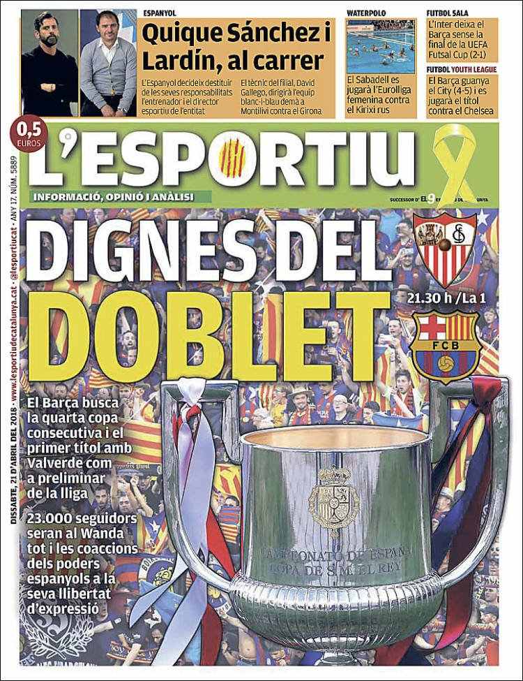 L'Esportiu Portada 21 04 2018