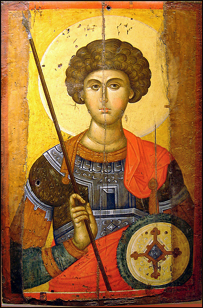 Icono de Sant Jordi. Siglo XIV. Fuente Museu Bizantino. Atenas