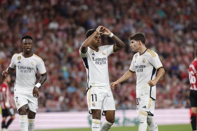 Rodrygo Goes Reial Madrid celebració gol Athletic Club / Foto: EFE Rodrygo Goes Reial Madrid celebració gol Athletic Club / Foto: EFE