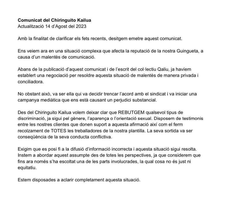 comunicado chiringuito badalona