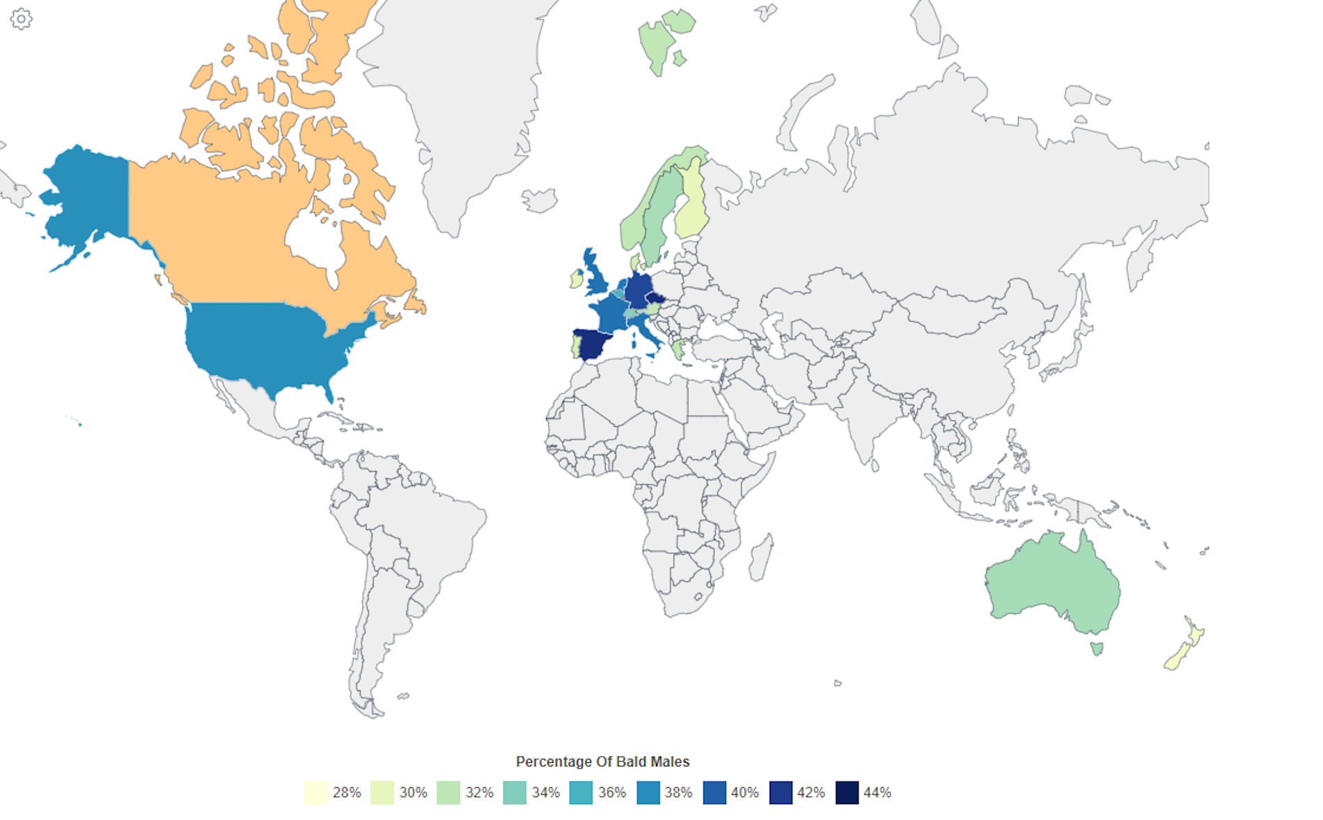 Mapa calvicie / World Population Review