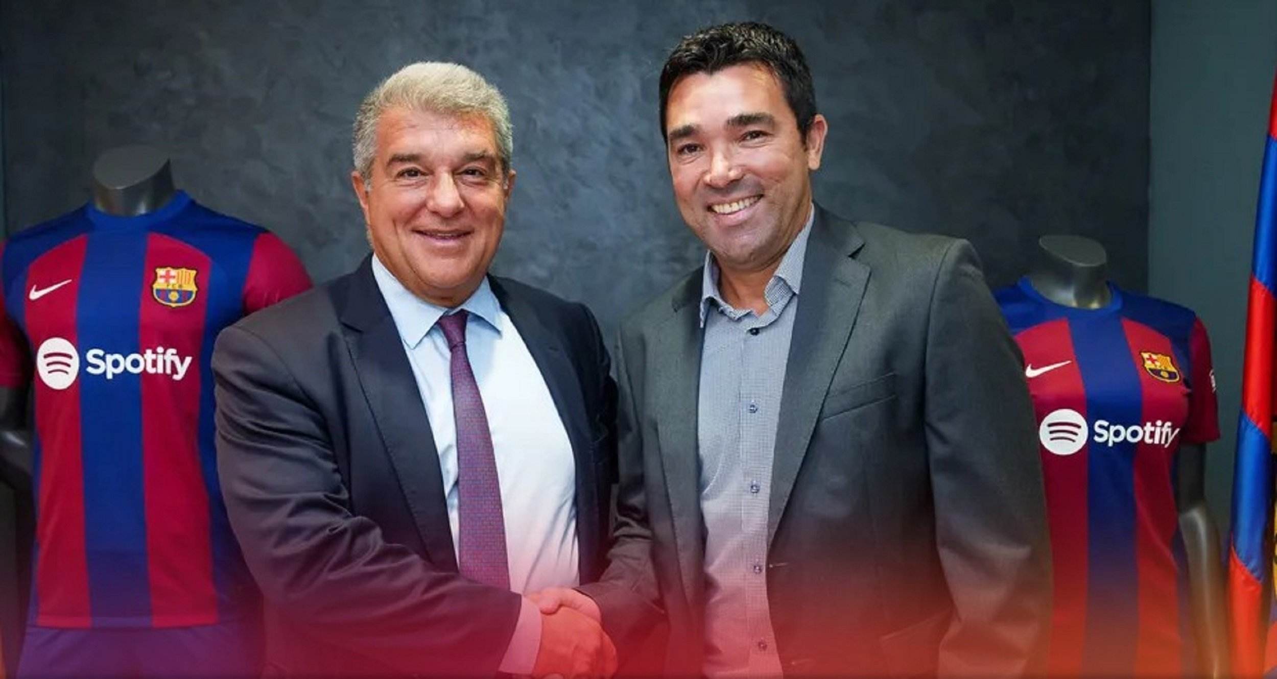 Joan Laporta y Deco en el anuncio como director deportivo del Barça / Foto: FC Barcelona