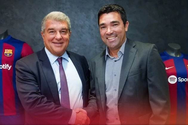 Joan Laporta y Deco en el anuncio como director deportivo del Barça / Foto: FC Barcelona