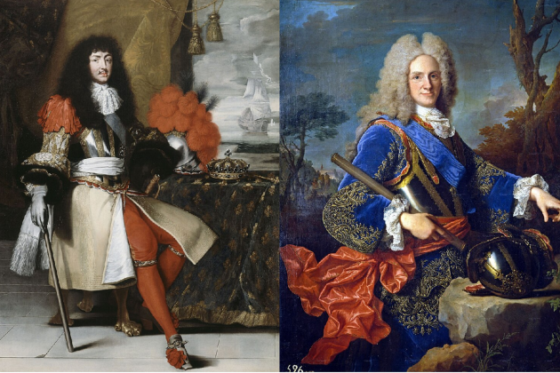 Lluís XIV de França y Felipe V de España, patrones de Berwick. Fuente Museo de Versalles y Museo del Prado