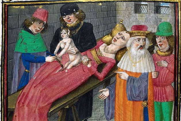 Representació coetània del naixement de Jaume I. Font Wikimedia Commons