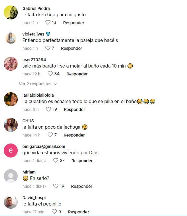 comentarios en MArta Lopez TikTok