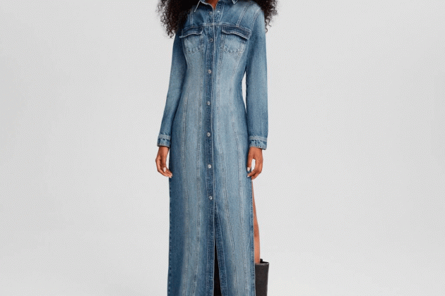 Vestido denim largo botones Vestido denim largo botones