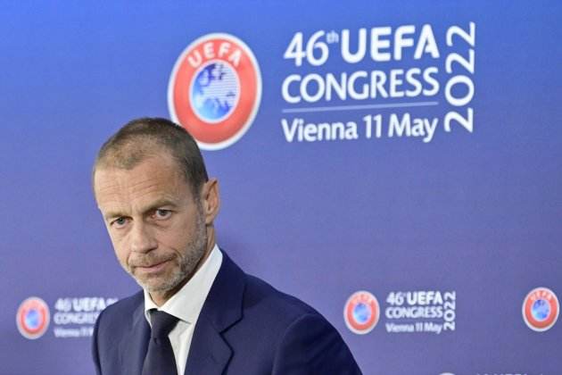 EuropaPress 4442525 11 may 2022 austria vienna uefa president aleksander ceferin speaks during