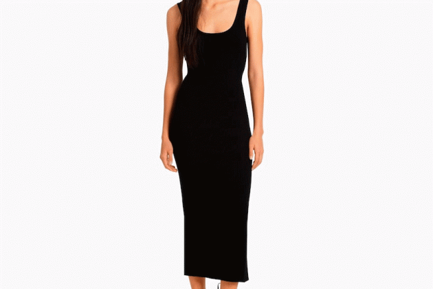 Vestido midi tirantes punto rib Vestido midi tirantes punto rib