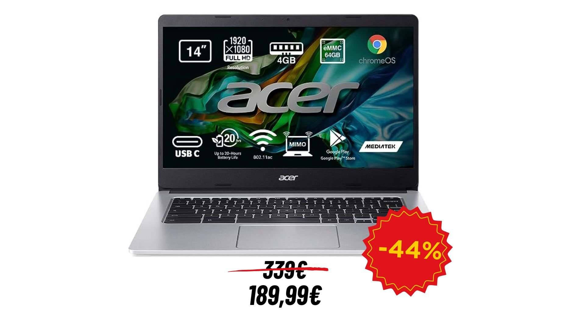 Acer rebaixa el seu Chromebook supervendes i el deixa en 180 euros