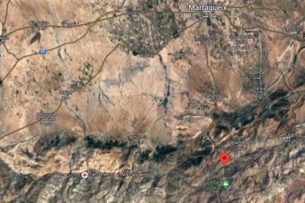 Localització d'Imlil, el poble on hi ha un grup de catals a pocs km de l'epicentre del terratrèmol / Foto: Google Maps Localització d'Imlil, el poble on hi ha un grup de catals a pocs km de l'epicentre del terratrèmol / Foto: Google Maps