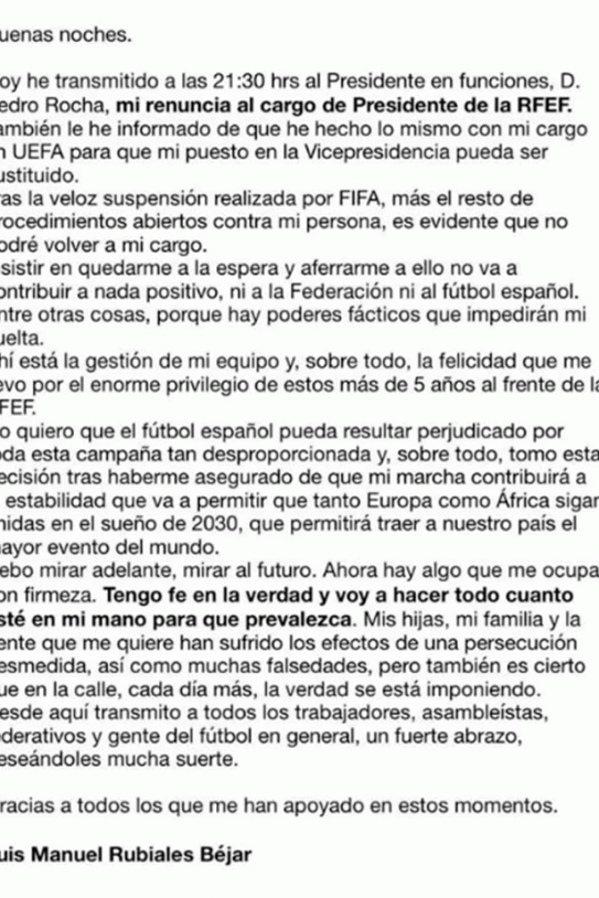 Comunicat Luis Rubiales Comunicat Luis Rubiales