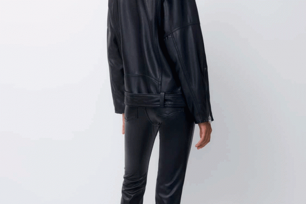 Chaqueta biker efecto piel oversize1 Chaqueta biker efecto piel oversize1