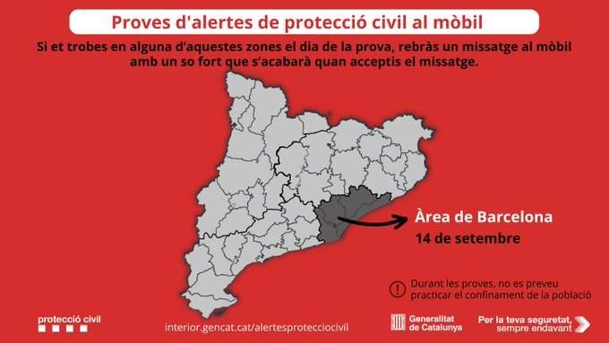 Completado el simulacro de alertas de Protección Civil en los móviles en el área de Barcelona