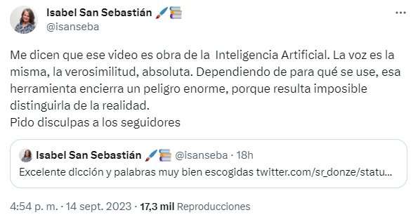 Isabel San Sebastián disculpas fake Twitter Isabel San Sebastián disculpas fake Twitter