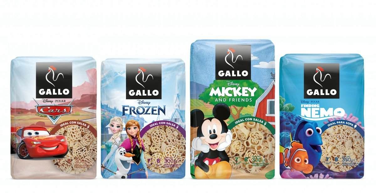 Grupo Gallo lanza una nueva línea de pasta infantil con personajes Disney