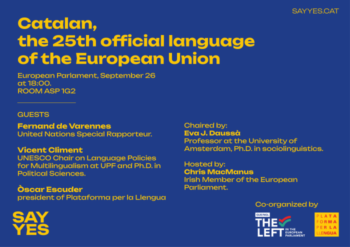 Cartell acte catala UE Plataforma per la Llengua