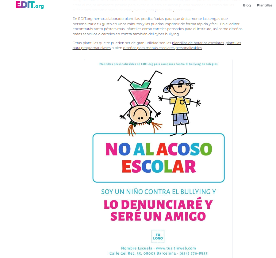 La plataforma de diseño online Edit.org crea una biblioteca libre de modelos de carteles contra el bullying