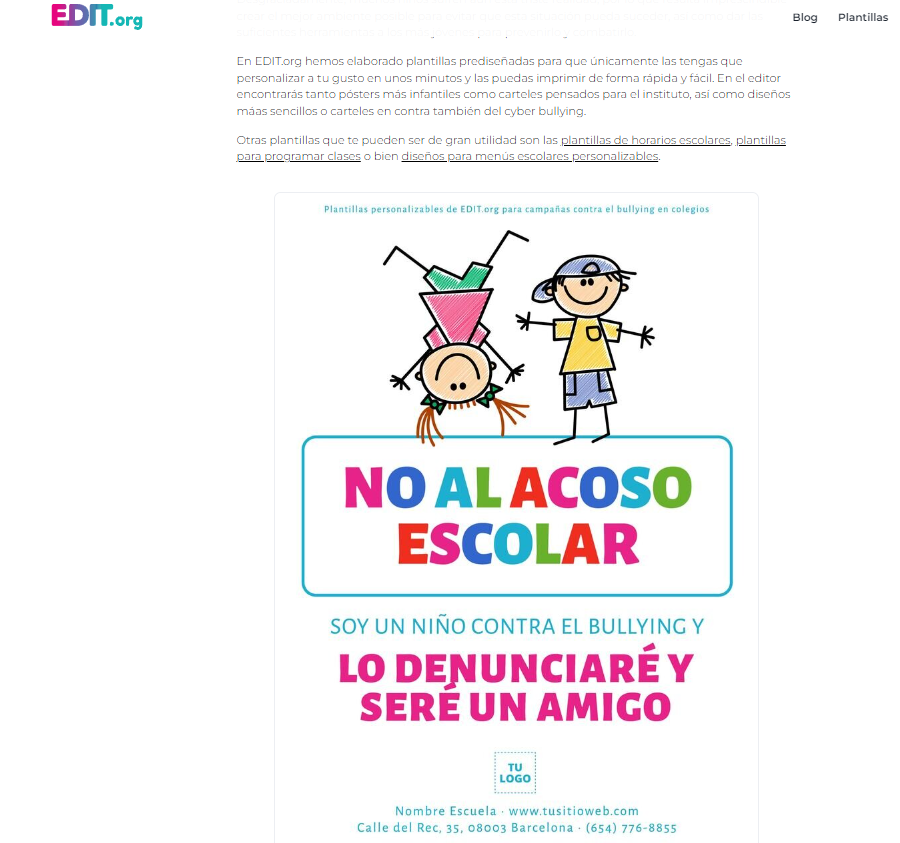 La plataforma de disseny online Edit.org crea una biblioteca lliure de models de cartells contra el bullying