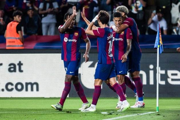 Joao Cancelo Ronald Araujo celebración gol Barça Celta / Foto: Europa Press - Javier Borrego