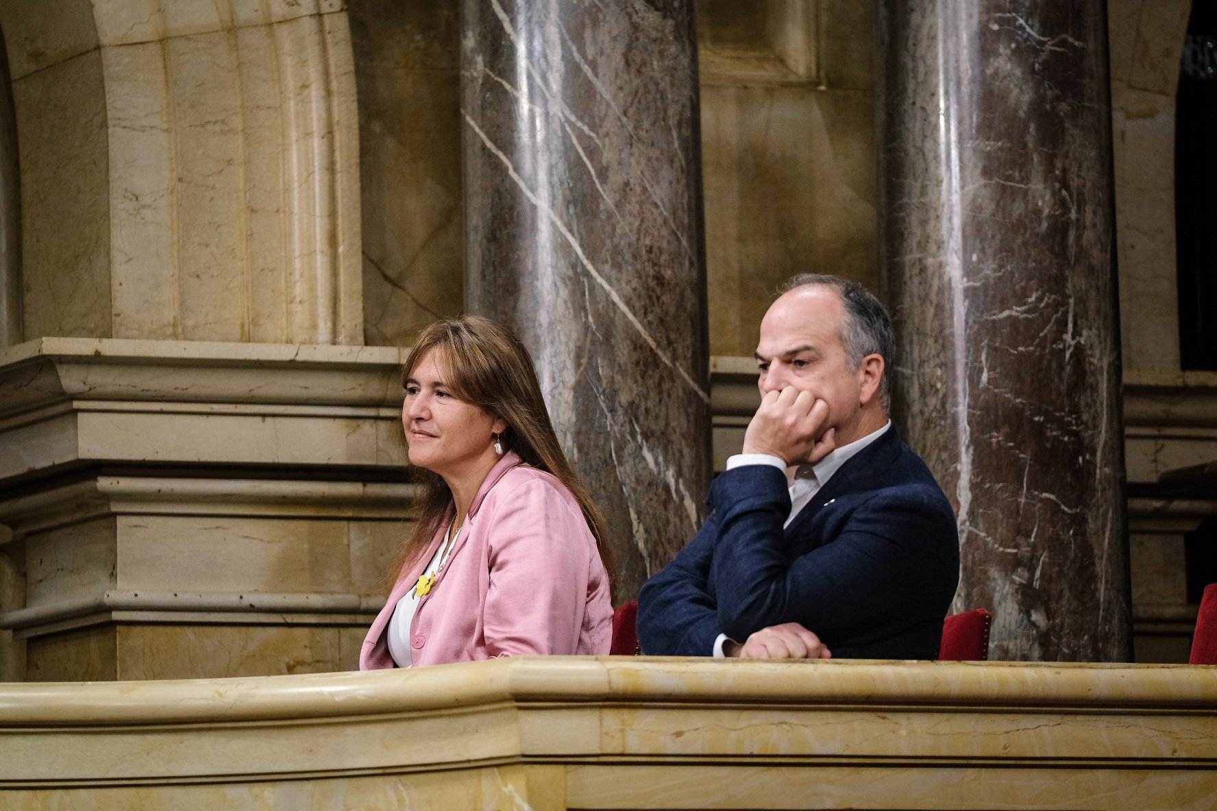 La presidenta i secretari general de Junts, Laura Borràs i Jordi Turull, en el debat de política general al Parlament de Catalunya / Carlos Bagleitto