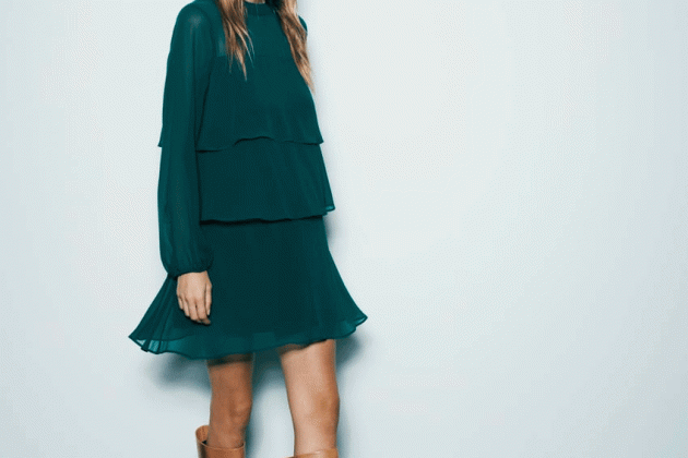Vestido midi con volantes1 Vestido midi con volantes1