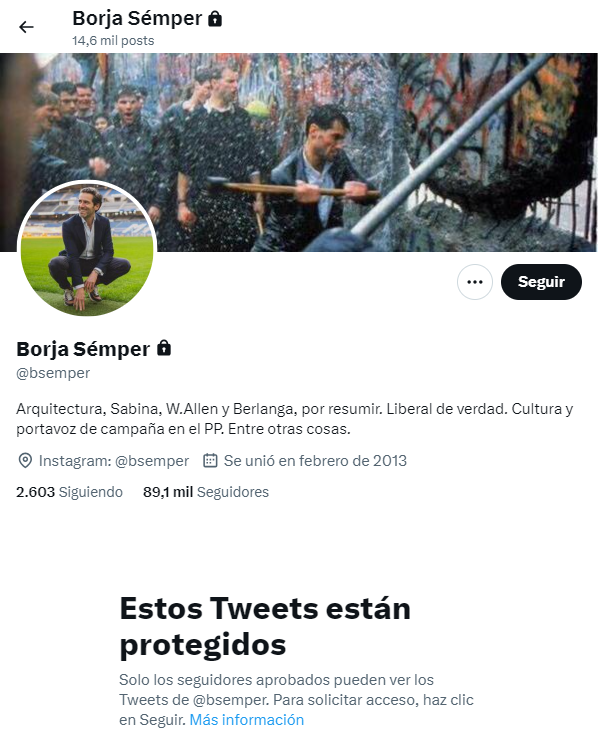 Twitter Borja Semper privado