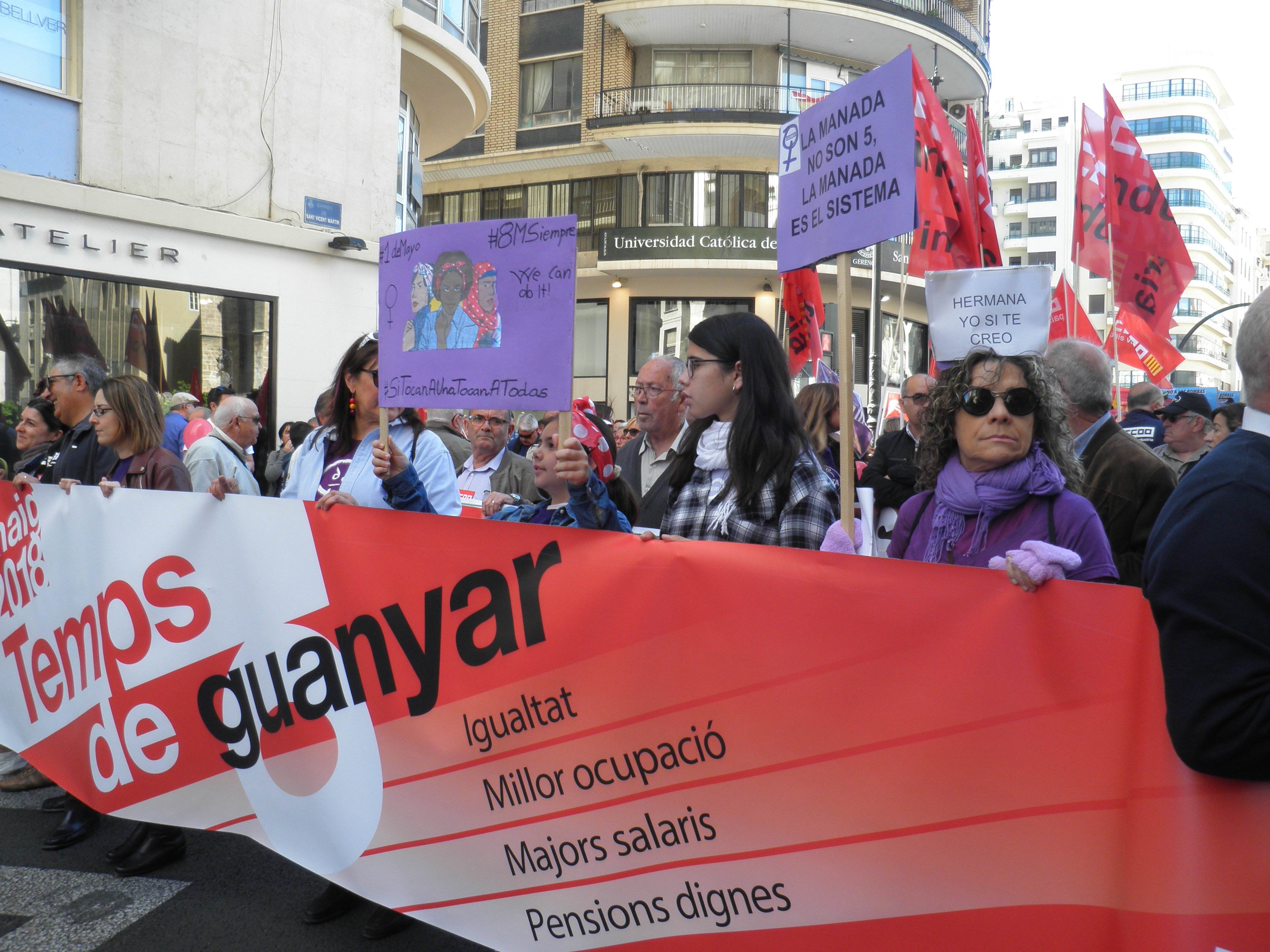 Clamor por la igualdad y los derechos sociales en las concentraciones del 1 de Mayo valenciano