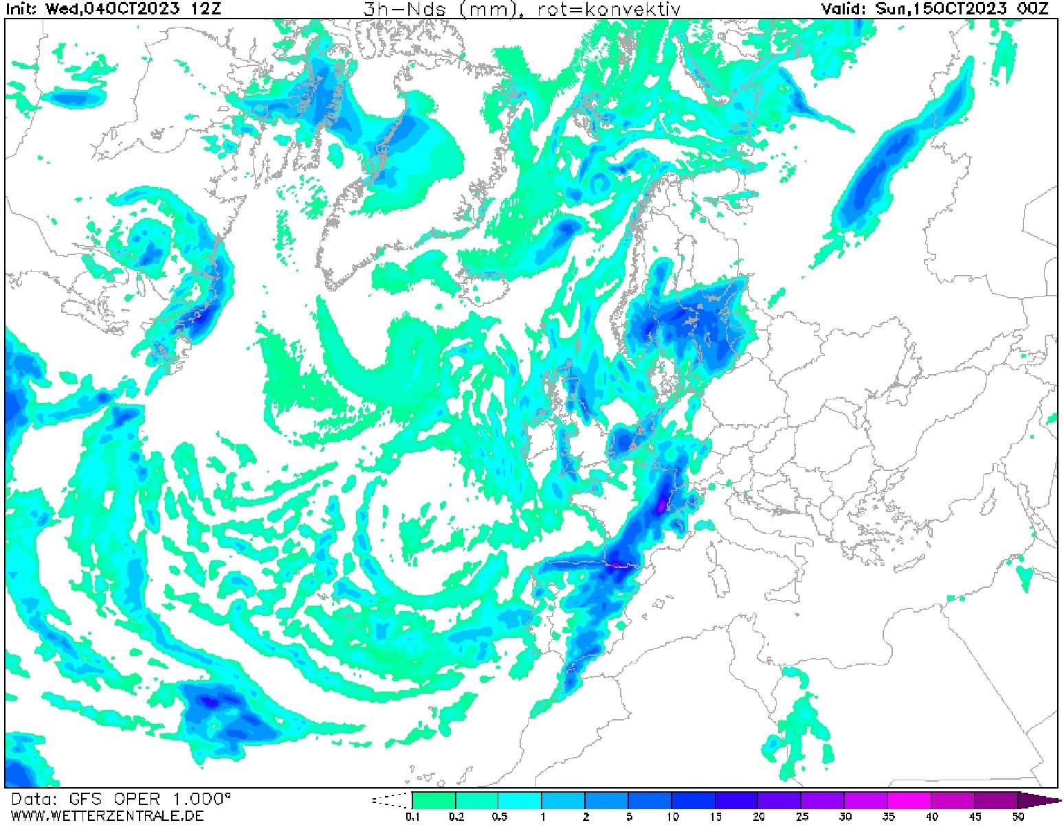 Pluges a Catalunya durant la segona meitat del pont del Pilar GFS Wetterzentrale