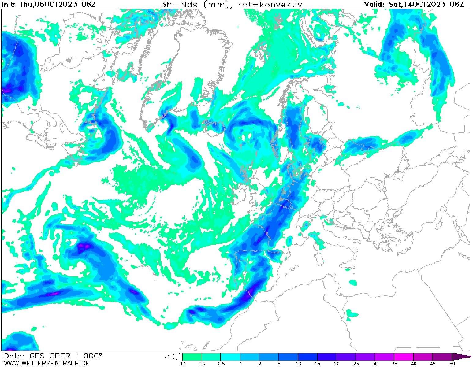 Canvi de temps a Catalunya a partir del dissabte, 14 d'octubre GFS Wetterzentrale