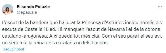 Elisenda Paluzie tuit Leonor X Elisenda Paluzie tuit Leonor X
