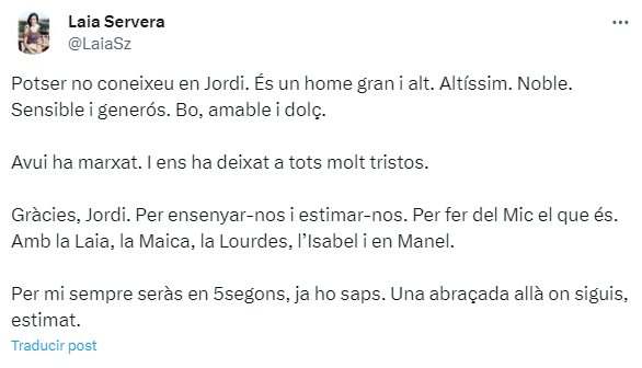 Laia Servera tuit Jordi Barcelona X Laia Servera tuit Jordi Barcelona X