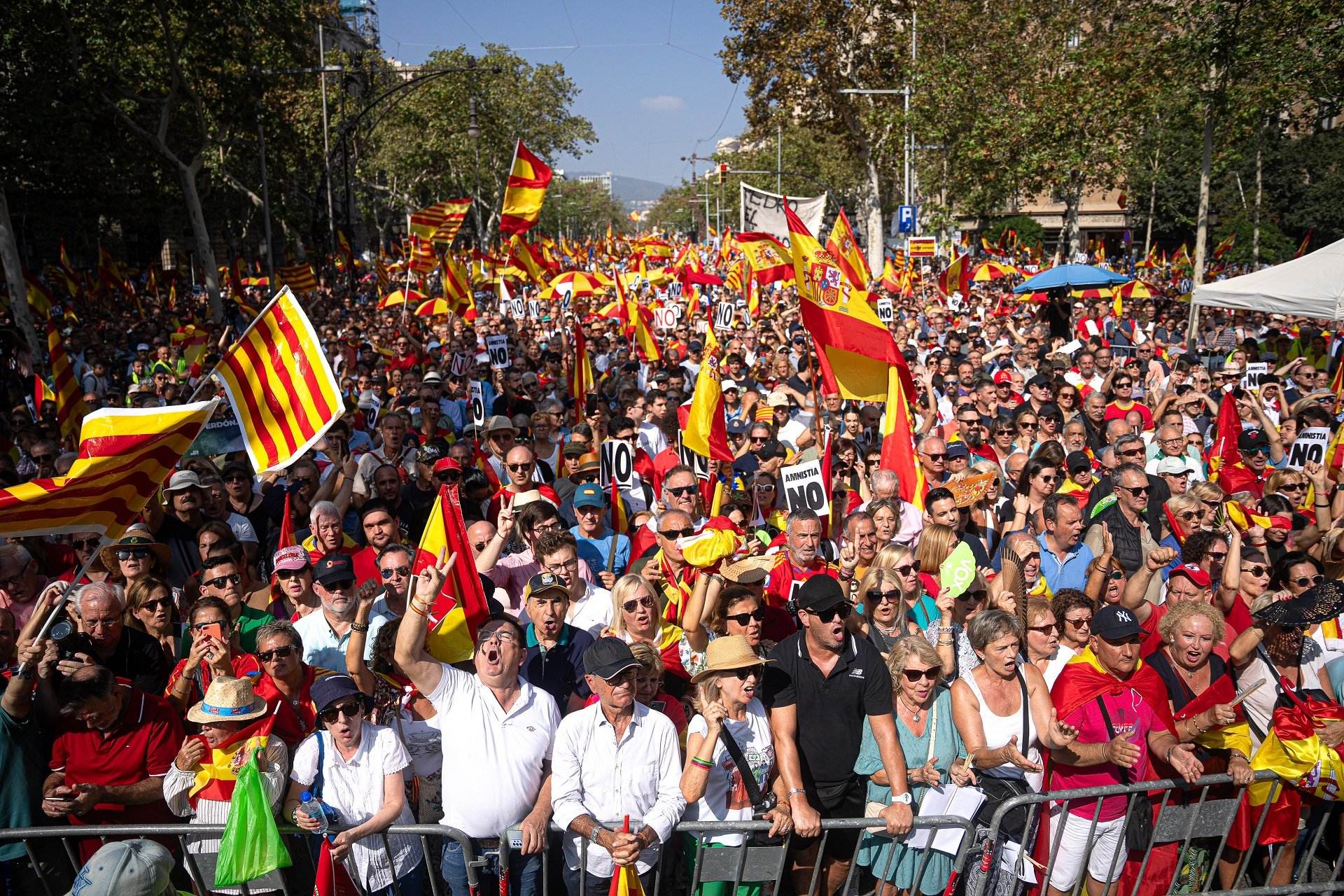 L'Espanya contrària a l'amnistia fracassa a la manifestació de Barcelona