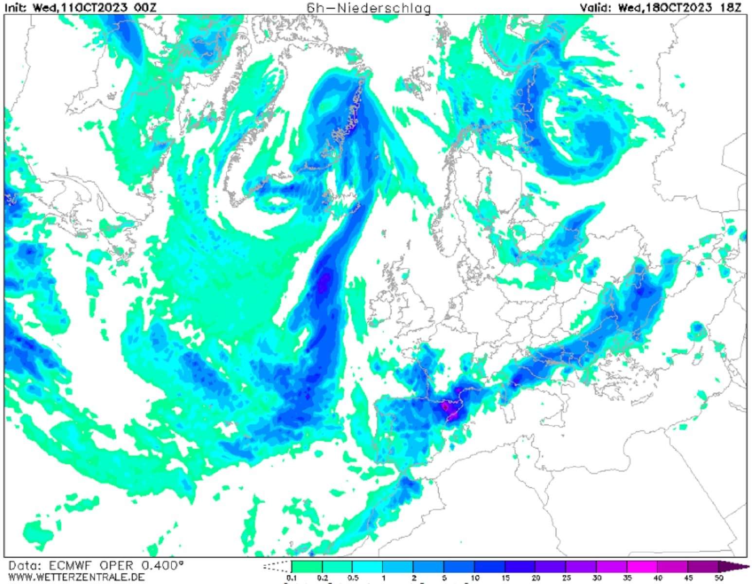 Segona quinzena d'octubre plujosa a Catalunya ECMWF Wetterzentrale