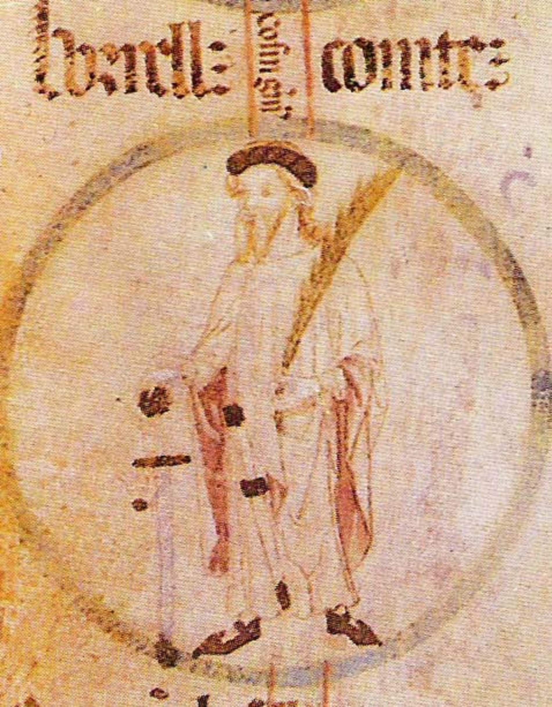 Representació del comte Borrell II, primer comte independent de Barcelona. Font Rotlle de Poblet. Representació del comte Borrell II, primer comte independent de Barcelona. Font Rotlle de Poblet.